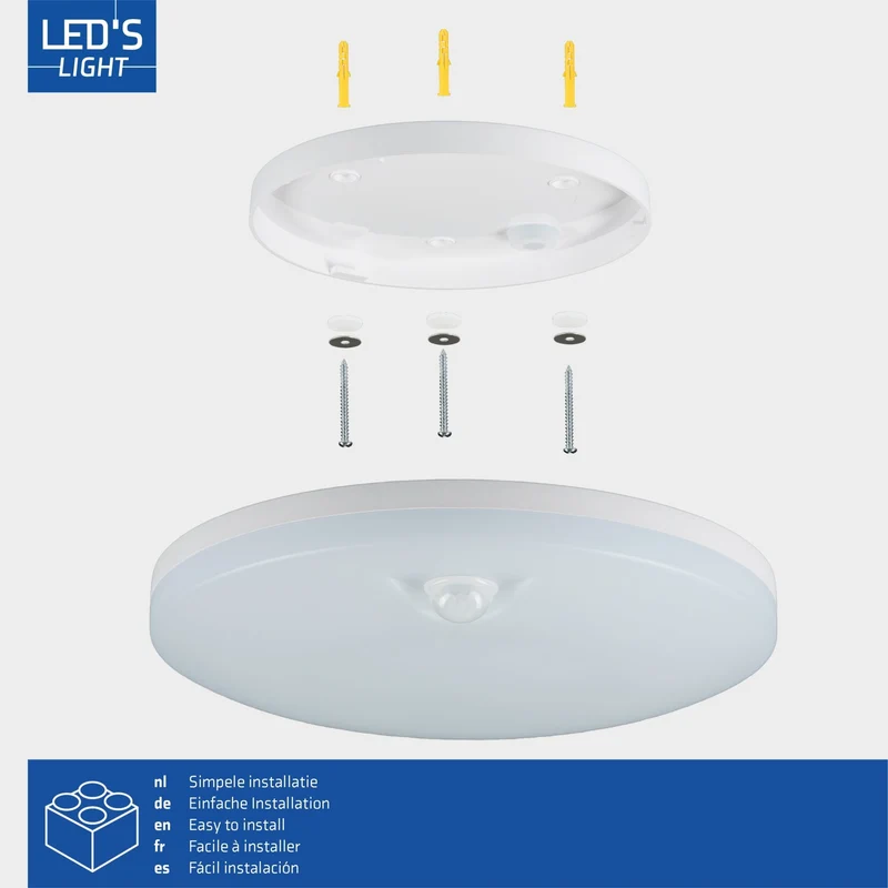 LED Deckenleuchte mit Sensor 16W 2880lm 3000/4000/6000K IP54 Weiß - LED's Light