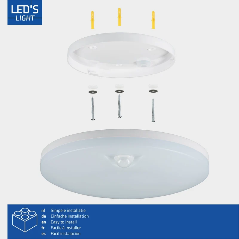LED Deckenleuchte mit Sensor 8W 1440lm 3000/4000/6000K IP54 Weiß - LED's Light Pro