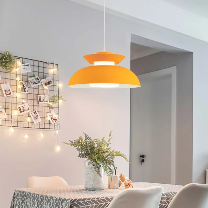 Pendant Hanging Light Macaron Aluminum String UFO Bowl Nordic, 5 Colors