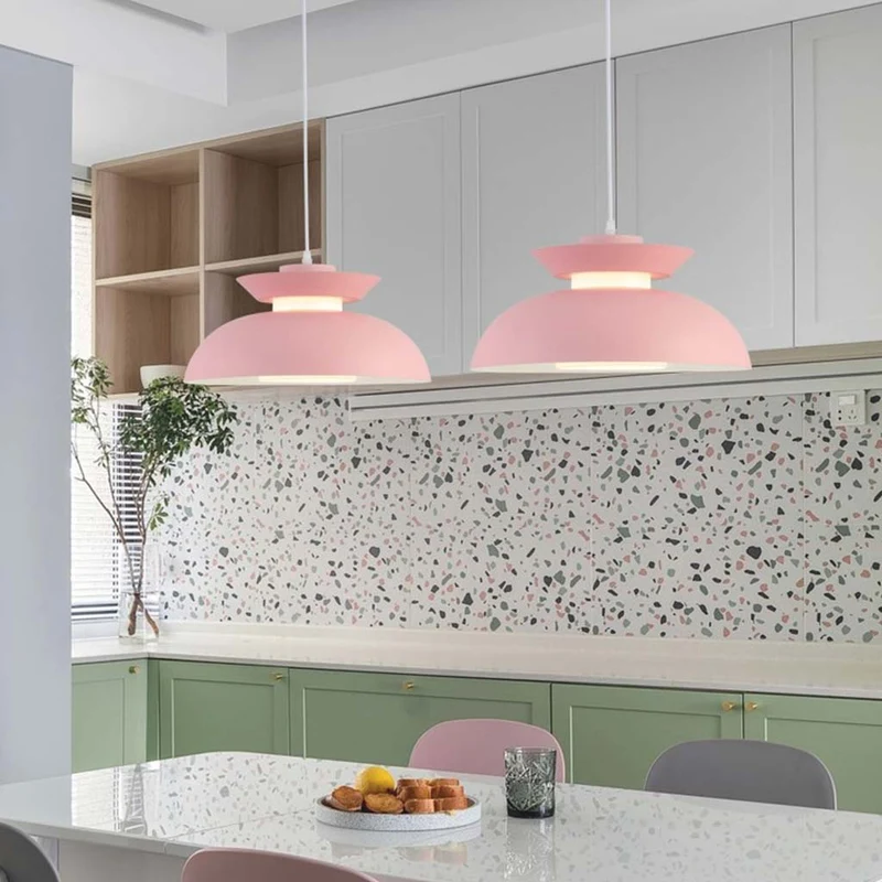 Pendant Hanging Light Macaron Aluminum String UFO Bowl Nordic, 5 Colors