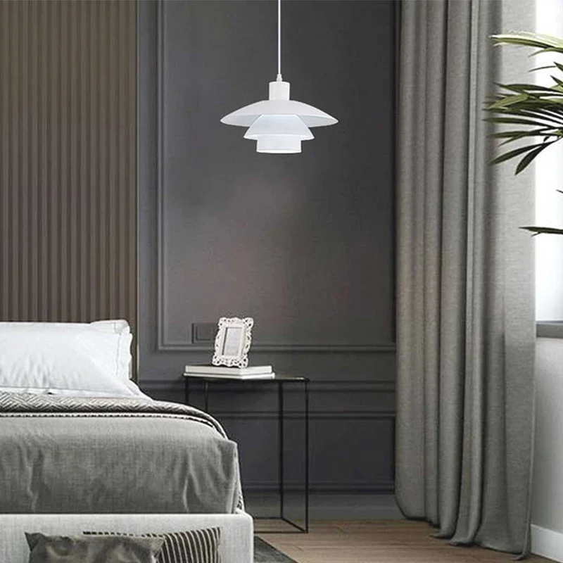 Pendant Light Fixture Modern Iconic Aluminum 3 Shade for Dining Room, White