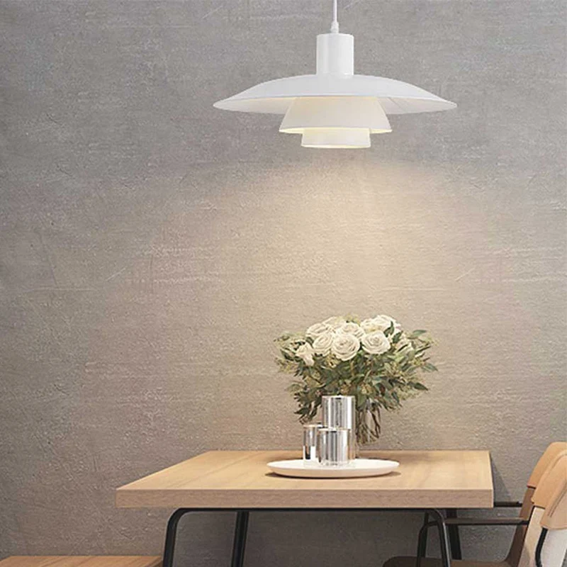Pendant Light Fixture Modern Iconic Aluminum 3 Shade for Dining Room, White