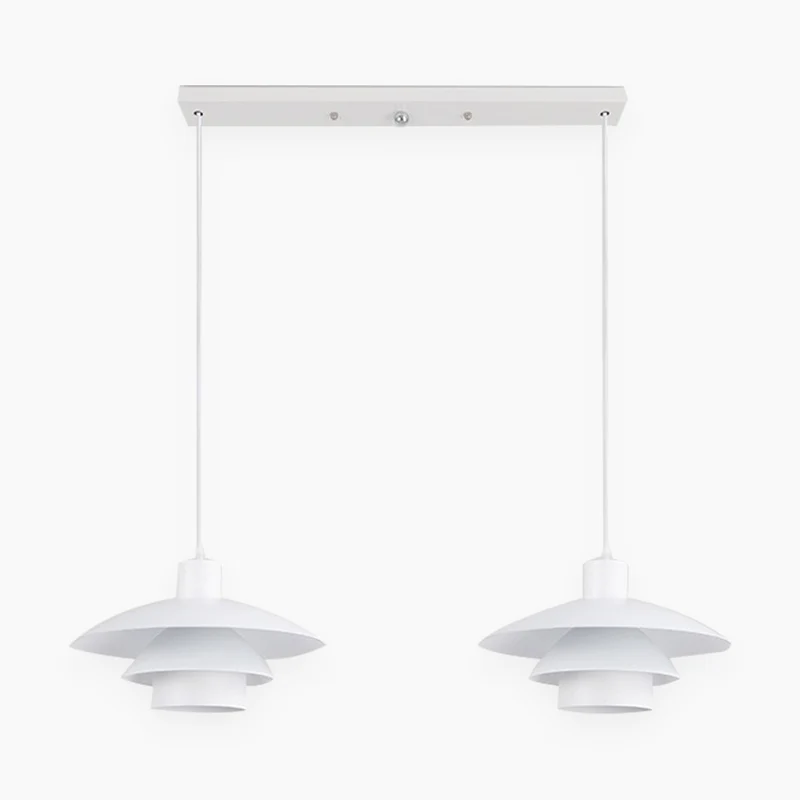 Pendant Light Fixture Modern Iconic Aluminum 3 Shade for Dining Room, White