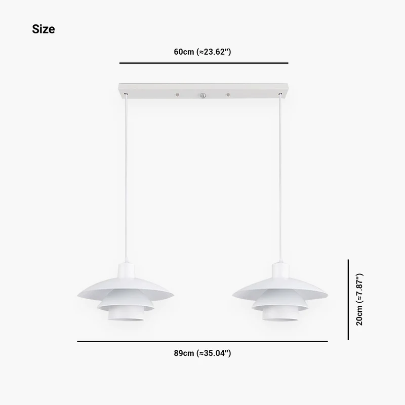 Pendant Light Fixture Modern Iconic Aluminum 3 Shade for Dining Room, White