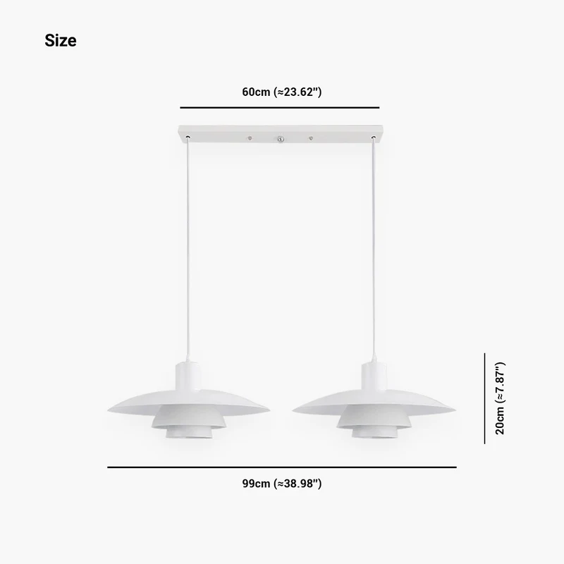 Pendant Light Fixture Modern Iconic Aluminum 3 Shade for Dining Room, White