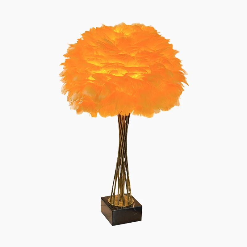 Feather Table Lamp Romantic Trophy for Bedroom