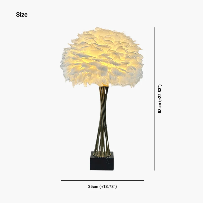 Feather Table Lamp Romantic Trophy for Bedroom