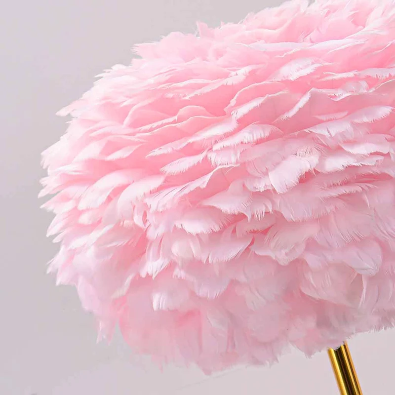Feather Table Lamp Fairy Bloom for Bedroom, Pink