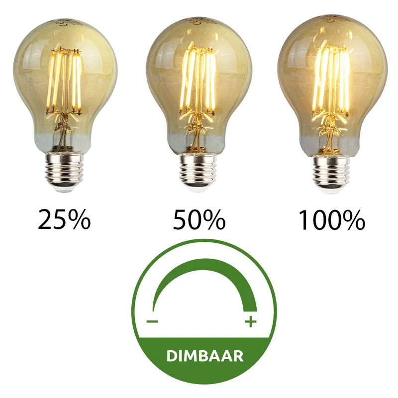 LED-Filament-Bernsteinlampe 8W A60 E27 Dimmbar - 2500K | Warmweiß
