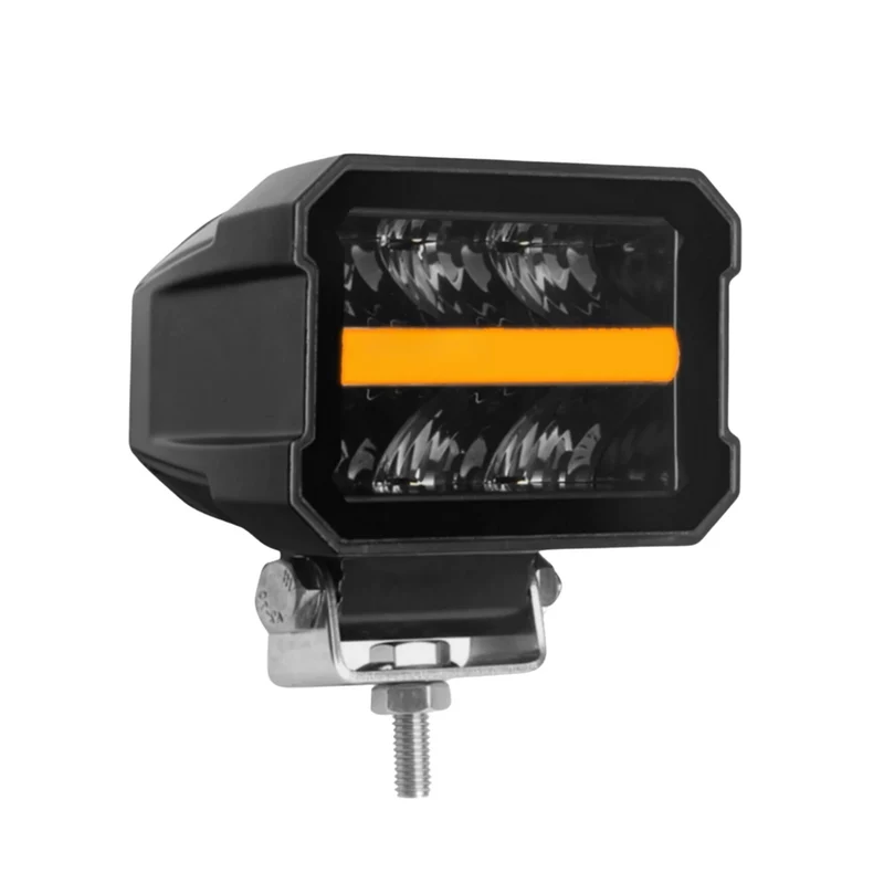 LED-Arbeitsleuchte im dunklen Look mit roter/gelber Positionslichtleiste