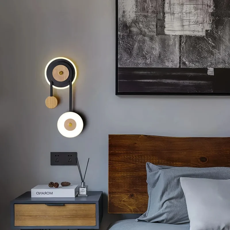Runde Wandleuchte im skandinavischen Stil für Schlafzimmer