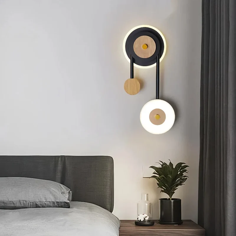 Runde Wandleuchte im skandinavischen Stil für Schlafzimmer