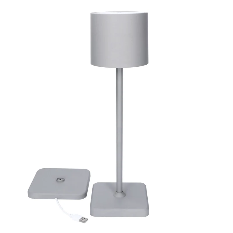 TouchDim wiederaufladbare LED-Tischleuchte – Dimmbar per Touch – Für drinnen und draußen – Grau