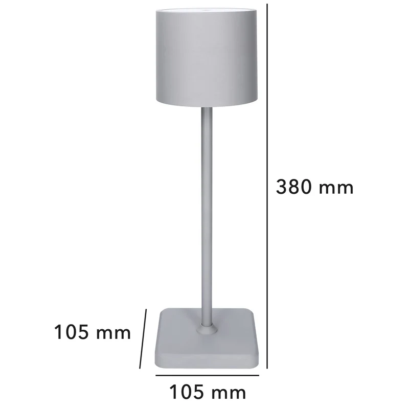 TouchDim wiederaufladbare LED-Tischleuchte – Dimmbar per Touch – Für drinnen und draußen – Grau
