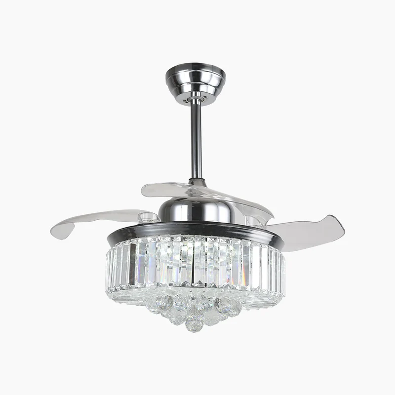 Ceiling Fan with Light Luxury Crystal 3 Blade Chrome, 42''/36"
