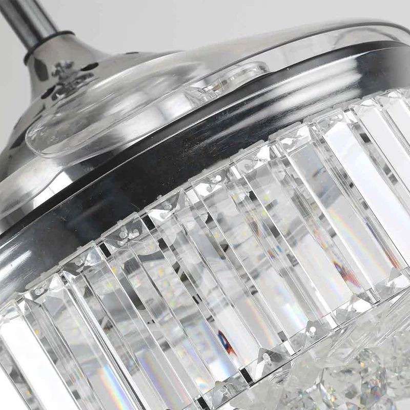 Ceiling Fan with Light Luxury Crystal 3 Blade Chrome, 42''/36"