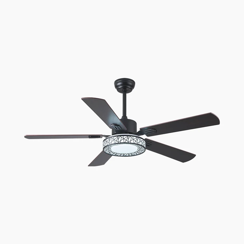 Ceiling Fan with Light Traditional Quiet Semi Flush Mount, 5 Wood Blades