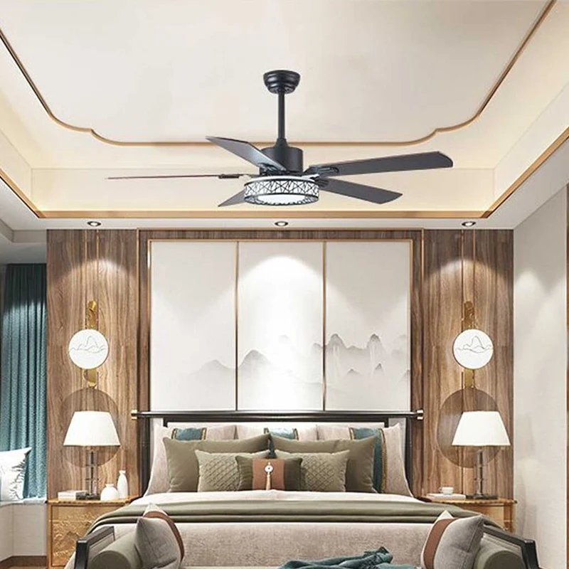 Ceiling Fan with Light Traditional Quiet Semi Flush Mount, 5 Wood Blades