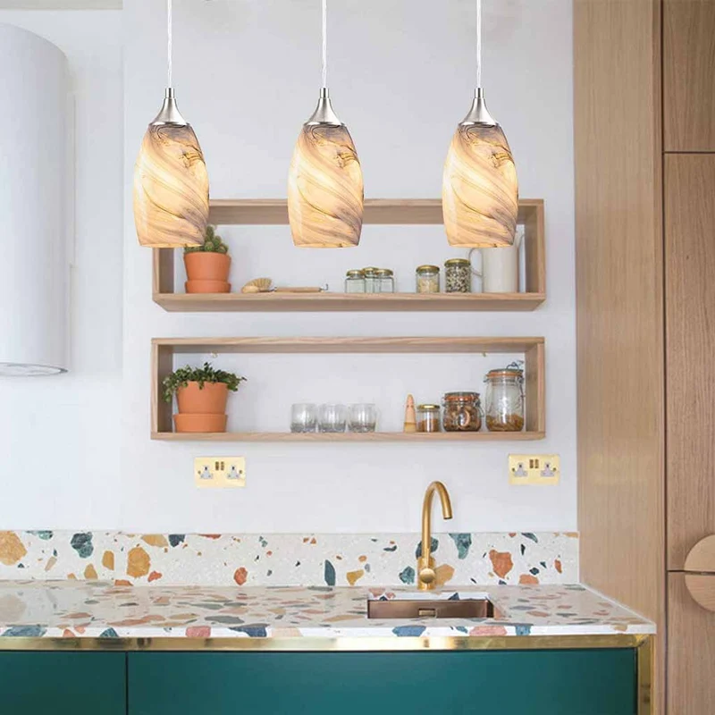 Pendant Light Minimalist Art Glass Marble for Dining Room/Kitchen