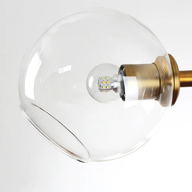 Pendant Chandelier Gold Iron Linear Glass Bubble, Nordic Style