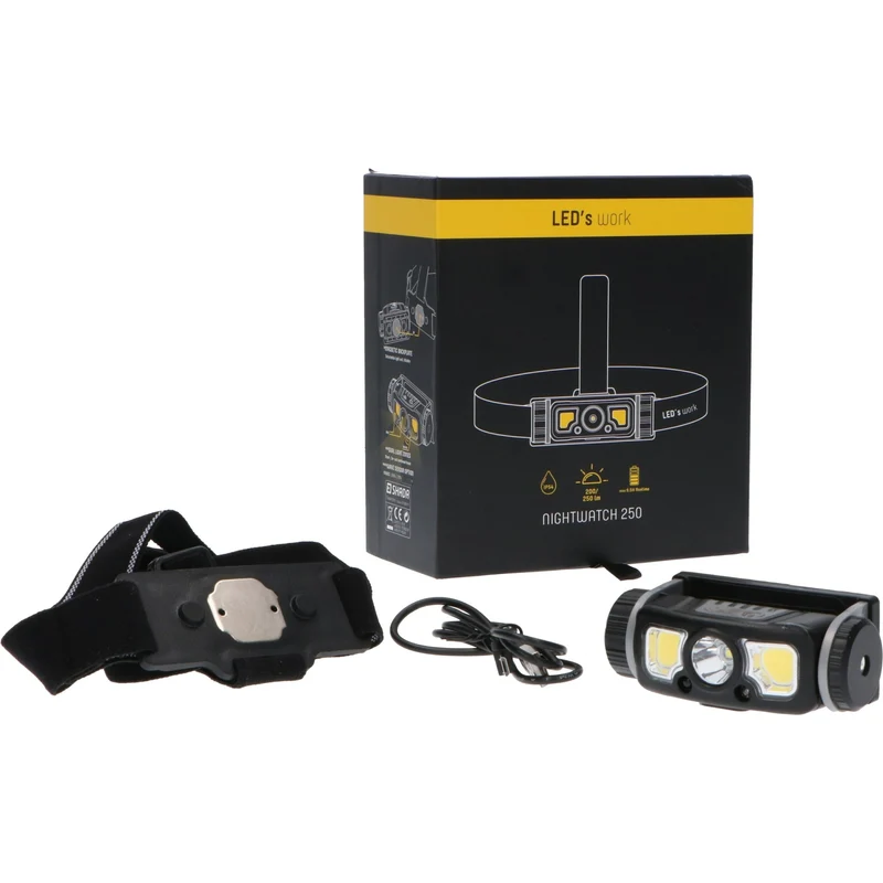 Professionelle batteriebetriebene LED-Stirnlampe mit Zoomfunktion – Wiederaufladbar – IP44 – Dimmbar – 250 lm