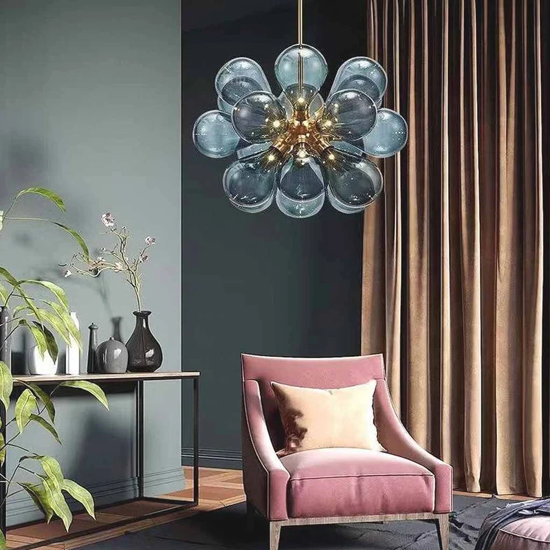 Chandelier Beautiful Modern Cluster Bubbles Glass Ball with 18 Lights, 2 Colors
