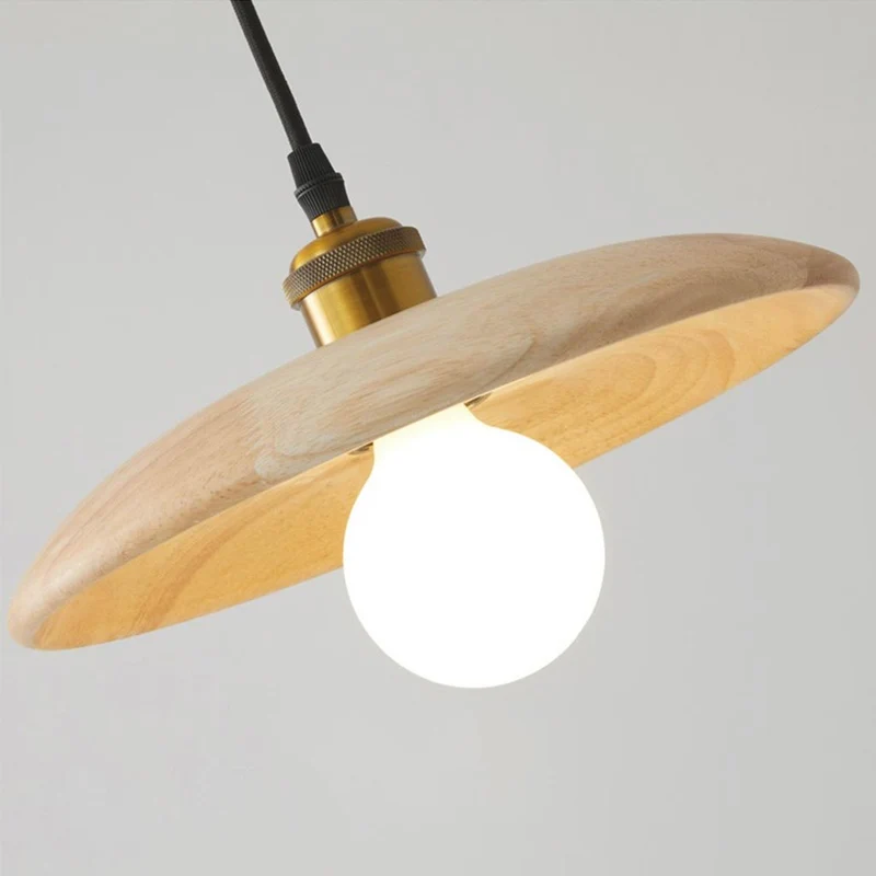 Hanging Pendant Light Japandi for Dining Room, Wood