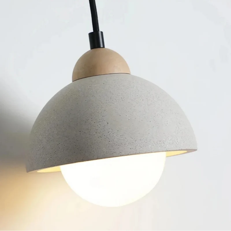Skandinavische Pendelleuchte in Sandstein-Optik für das Schlafzimmer