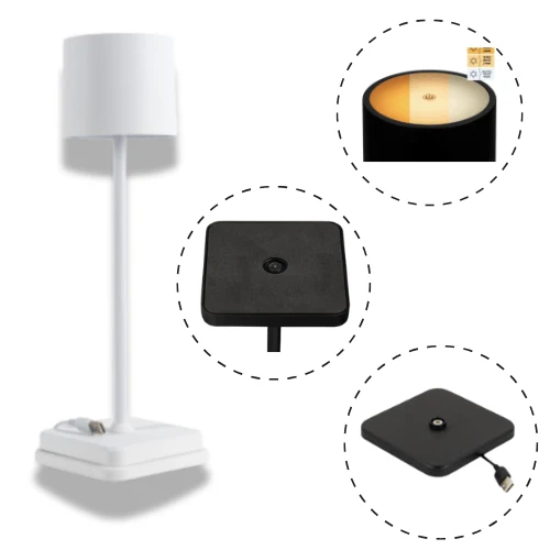 Akku LED-Tischleuchte weiß dimmbar IP54 warm-neutral-kaltweiß Ladeschale - LED's Light