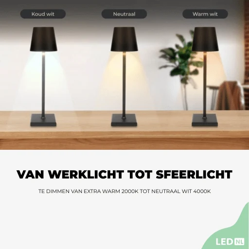 Akku LED-Tischleuchte weiß dimmbar IP54 warm-neutral-kaltweiß Ladeschale - LED's Light