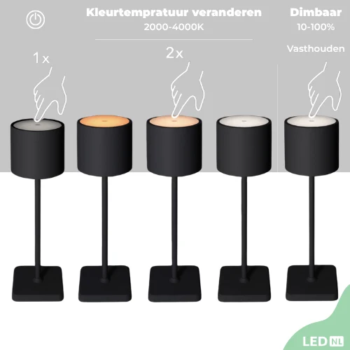 Akku LED-Tischleuchte weiß dimmbar IP54 warm-neutral-kaltweiß Ladeschale - LED's Light