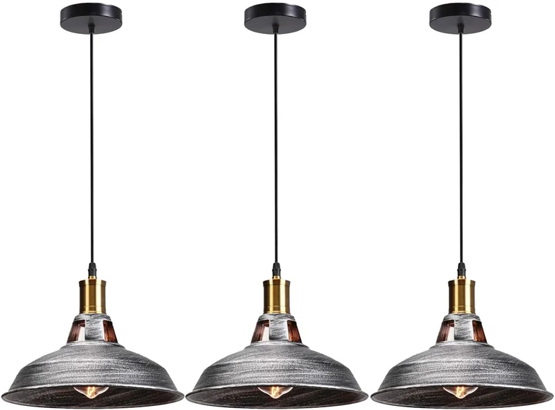 LEDSone 3 Stück Vintage Retro Pendelleuchte Deckenleuchte E27 ~ 3284