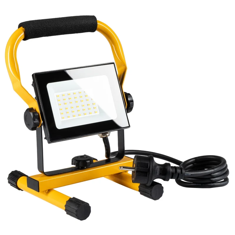LED Arbeitsleuchte 30W 2.700 Lumen 4000K neutralweiß IP65 Baustrahler tragbar mit Ständer | Bauleuchte Werkstattleuchte Außenbeleuchtung robust spritzwassergeschützt - LED's Work