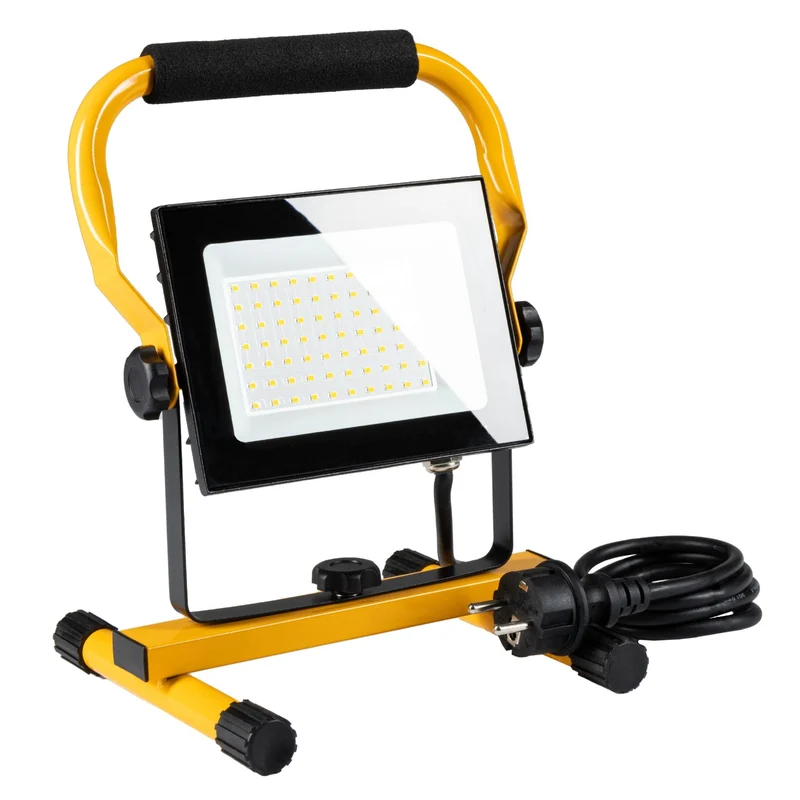 LED Arbeitsleuchte 50W 4.200 Lumen 4000K neutralweiß IP65 Baustrahler tragbar mit Ständer | Bauleuchte Werkstattleuchte Außenbeleuchtung robust spritzwassergeschützt - LED's Work