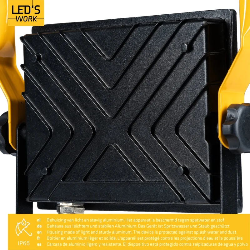 LED Arbeitsleuchte 50W 4.200 Lumen 4000K neutralweiß IP65 Baustrahler tragbar mit Ständer | Bauleuchte Werkstattleuchte Außenbeleuchtung robust spritzwassergeschützt - LED's Work