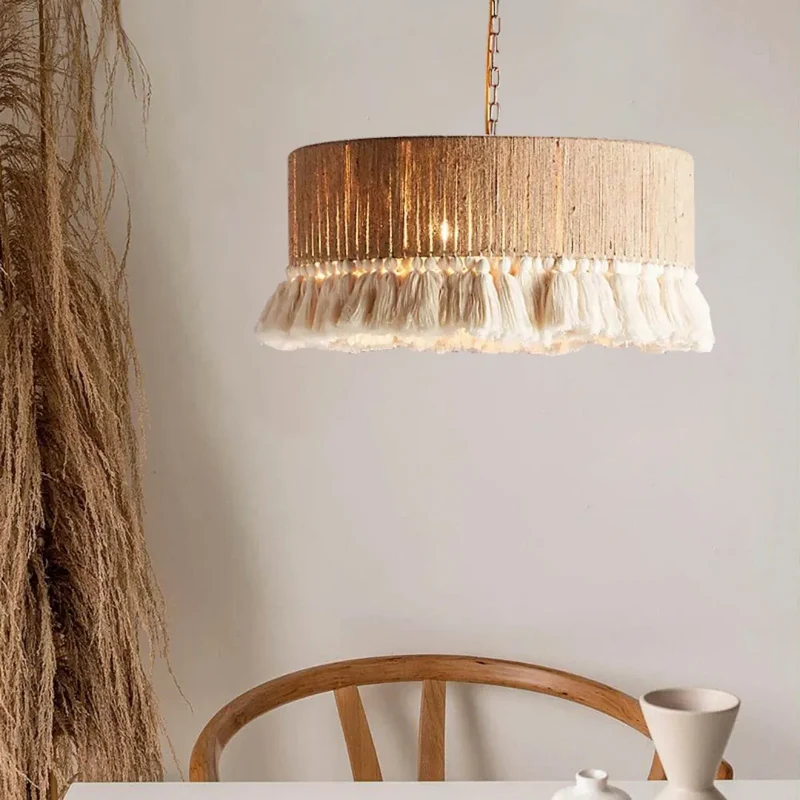 Boho Pendelleuchte aus Seil für Esszimmer