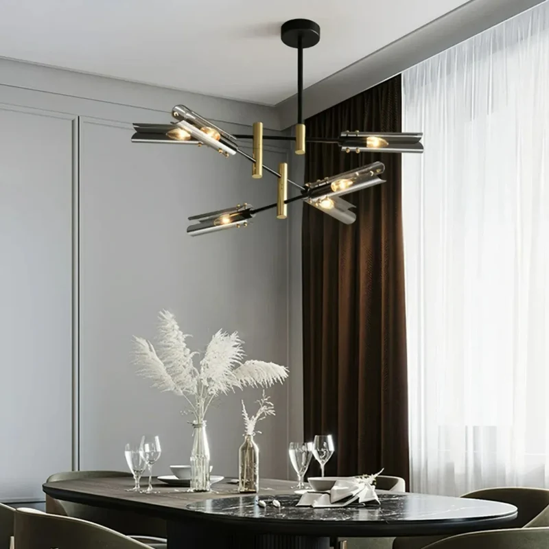 Moderner Sputnik Kronleuchter aus Metall und Glas für das Esszimmer
