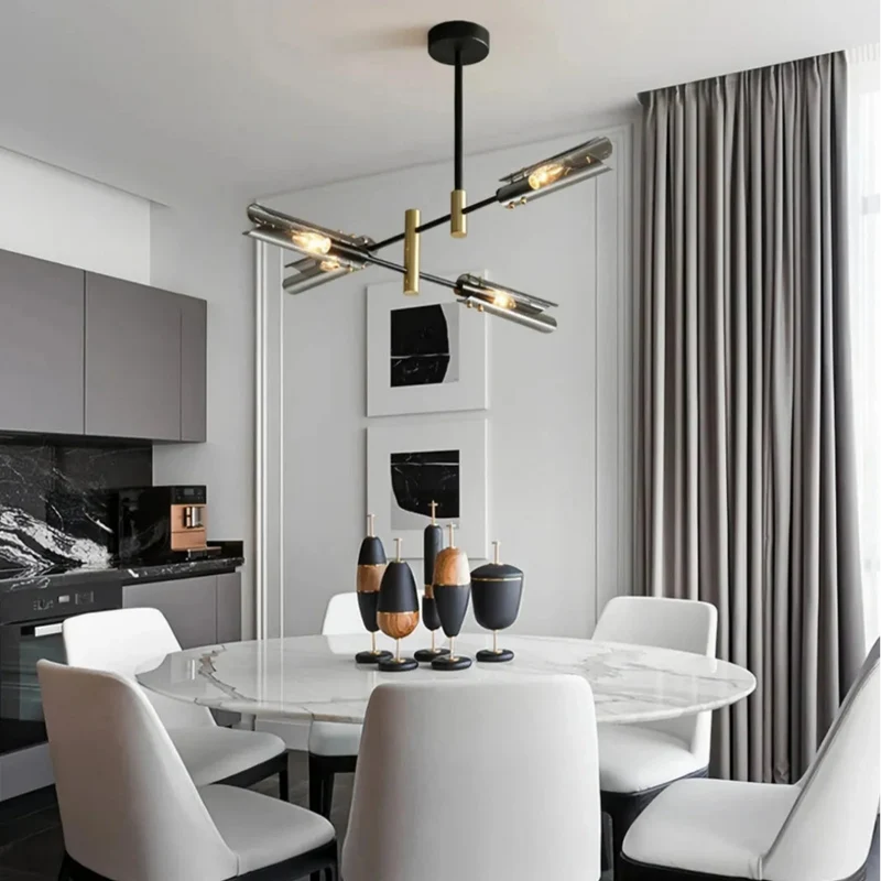 Moderner Sputnik Kronleuchter aus Metall und Glas für das Esszimmer