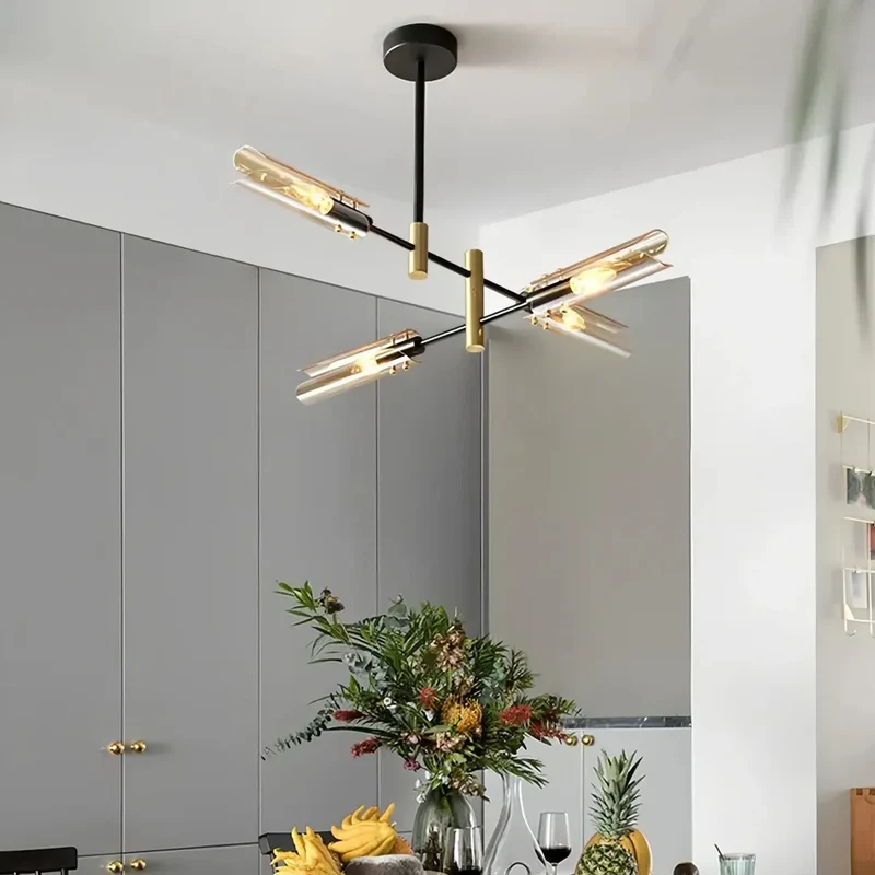 Moderner Sputnik Kronleuchter aus Metall und Glas für das Esszimmer