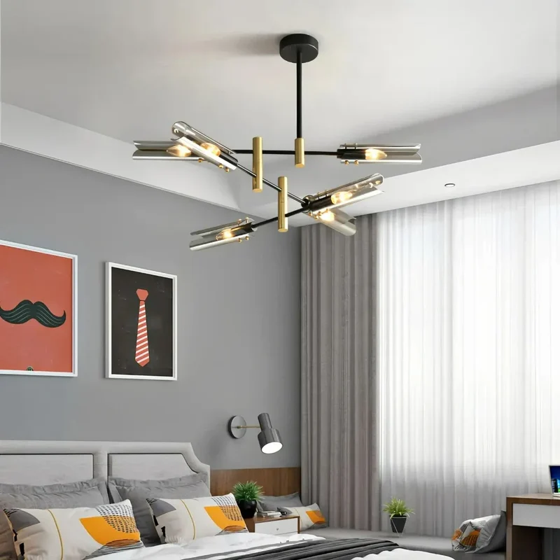 Moderner Sputnik Kronleuchter aus Metall und Glas für das Esszimmer