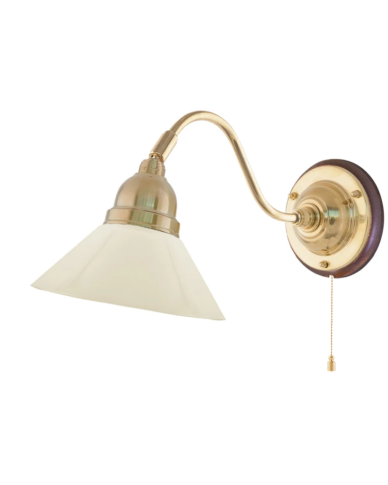 Vägglampa - Runeberg mässing, benvit skomakarskärm