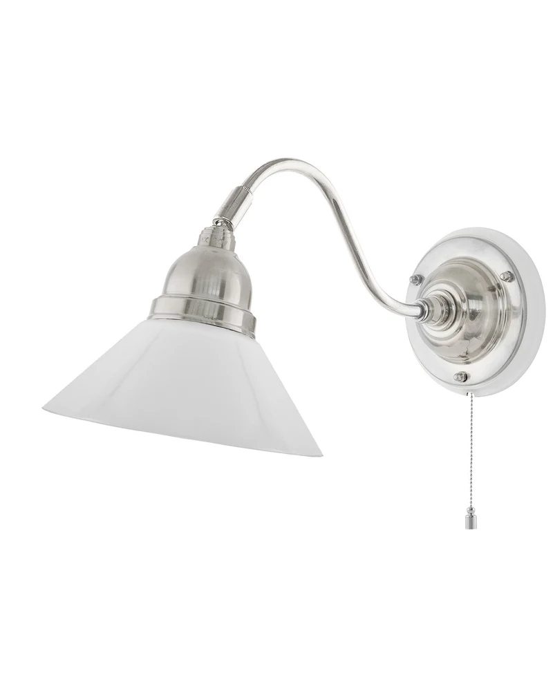 Vägglampa - Runeberg nickel vit skomakarskärm