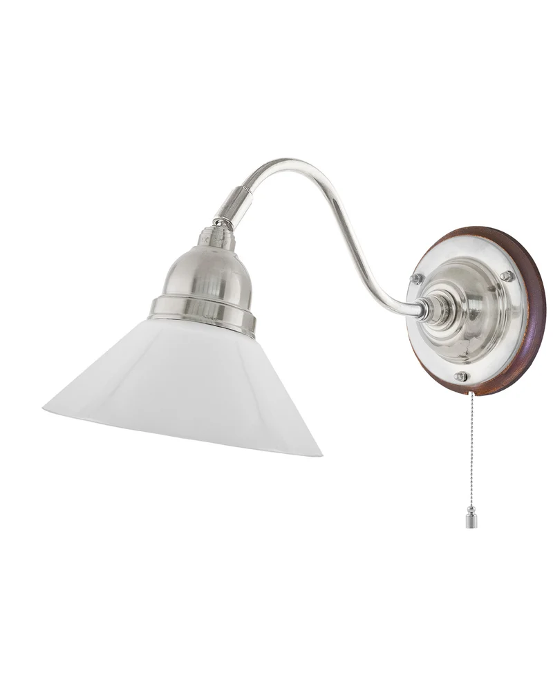 Vägglampa - Runeberg nickel vit skomakarskärm