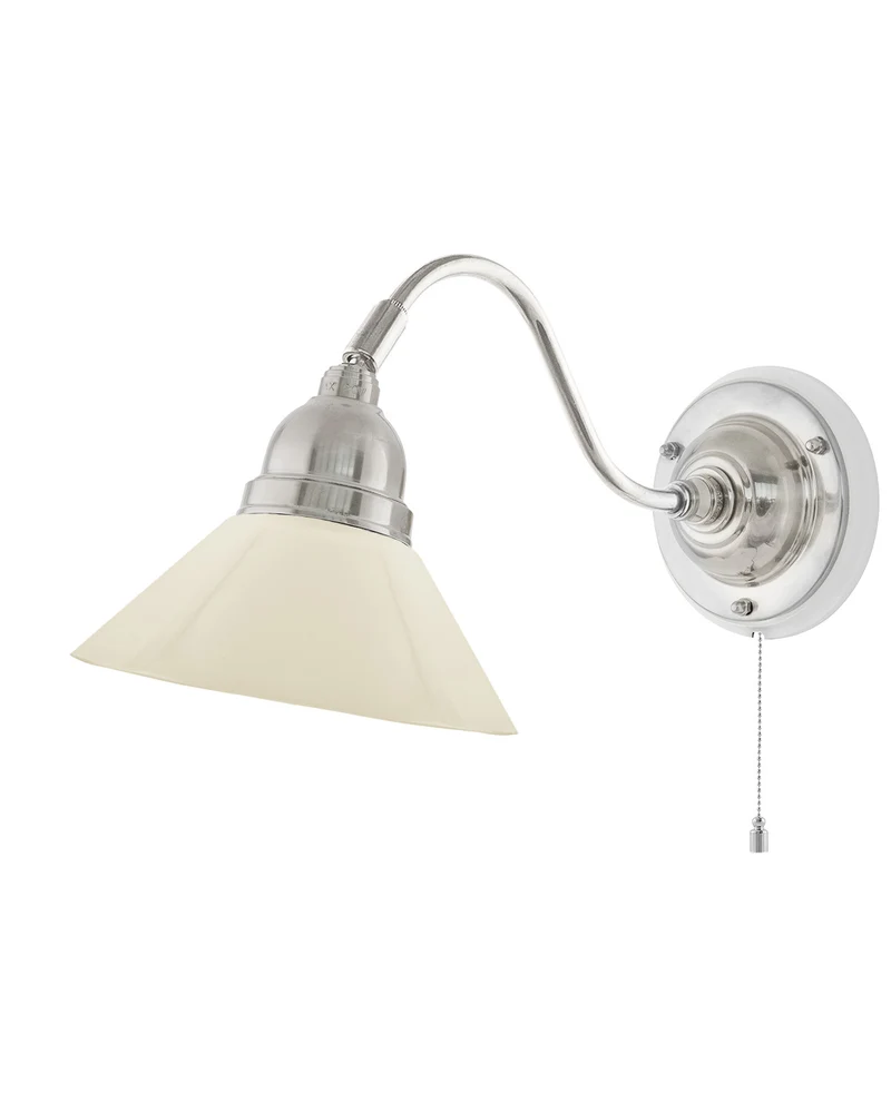 Vägglampa - Runeberg nickel benvit skomakarskärm