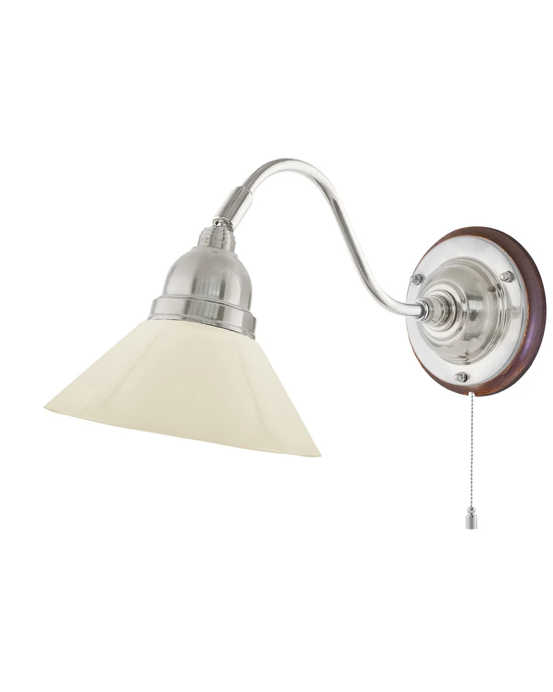 Vägglampa - Runeberg nickel benvit skomakarskärm