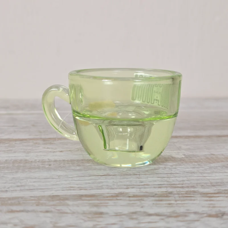 Kerzenhalter Grün 8cm Tassenform Glas Kerzenständer Deko