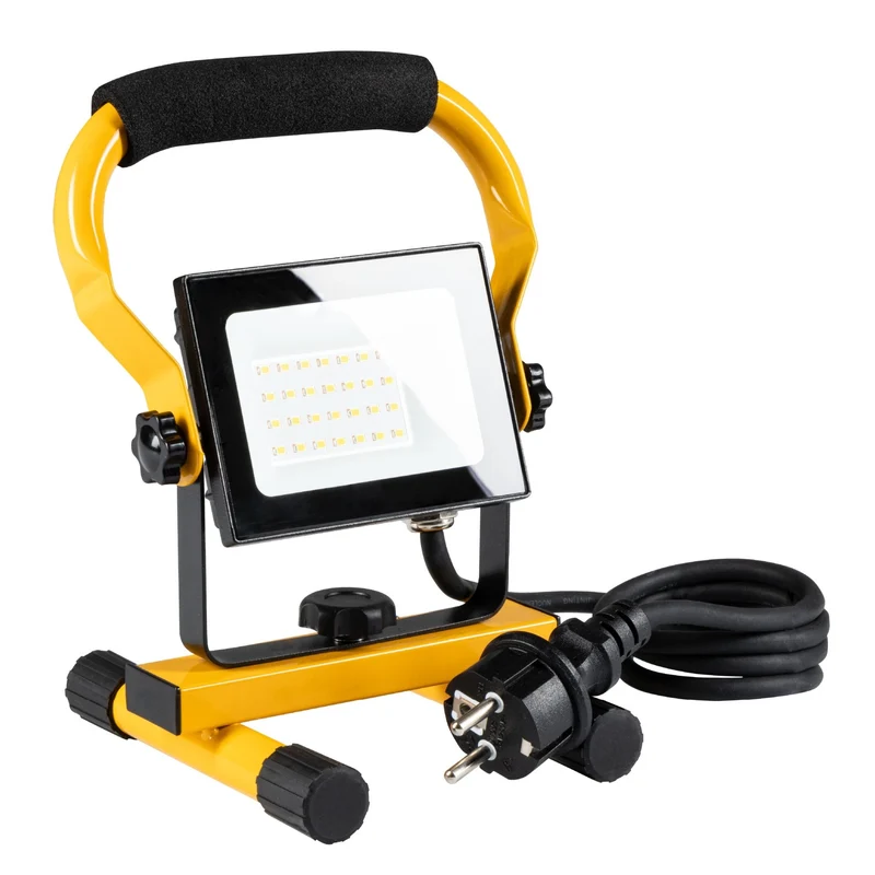 LED Arbeitsleuchte 20W 1800 Lumen 4000K neutralweiß IP65 Baustrahler tragbar mit Ständer | Bauleuchte Werkstattleuchte Handlampe Außenbeleuchtung Strahler robust spritzwassergeschützt - LED's Work
