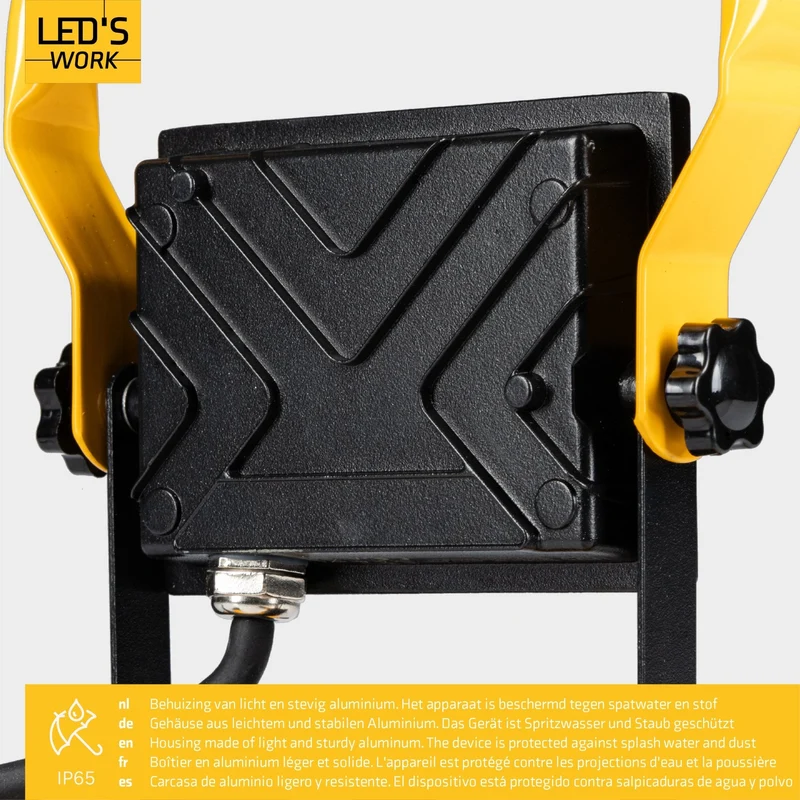 LED Arbeitsleuchte 20W 1800 Lumen 4000K neutralweiß IP65 Baustrahler tragbar mit Ständer | Bauleuchte Werkstattleuchte Handlampe Außenbeleuchtung Strahler robust spritzwassergeschützt - LED's Work