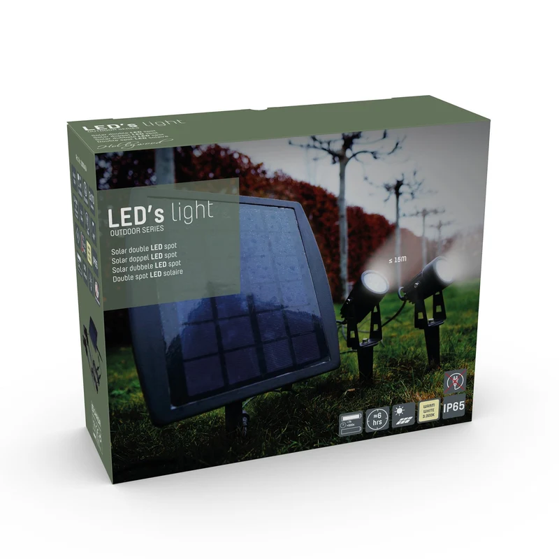 LED's Light Solar LED Gartenlampe mit Solarpanel und Erdspieß - Automatisches An- und Ausschalten - Mit Sensor - IP65 wasserdicht