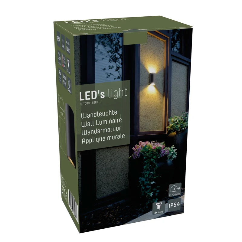 Außen-Wandleuchte grau 2x GU10 IP54 für LED und Halogen bis 35W - LED's Light